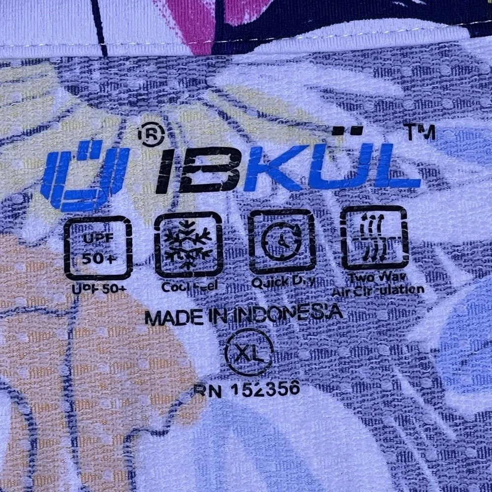 IBKUL Women's XL Blue Pink Orange Medeline Long Sleeve Mock Neck Floral - Picture 4 of 10